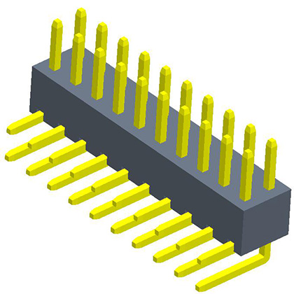 2.54mmPin Header  Dual Row  90° H=4.3